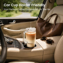 Load image into Gallery viewer, INSETLAN Ribbed Glass Tumbler with Handle, Leakproof Lid & Glass Straw | 20oz / 24oz Large Iced Coffee Glass Cup