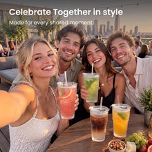 Load image into Gallery viewer, INSETLAN 20oz/600ML Ribbed Glass Tumblers with Lids and Glass Straws, Leakproof Glass Cups, Coffee Glasses, Iced Coffee Cup, Glass Tumbler with Straw and Lid for Iced Coffee, Cocktail, Tea, Smoothie