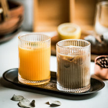 Load image into Gallery viewer, Classic Ribbed Drinking Glass Cups 280ml |Set of 4 | Includes Straws and Coasters