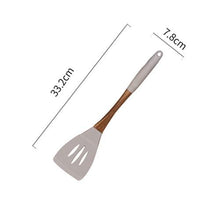 Load image into Gallery viewer, Gray Silicone Cooking Utensils with Wooden Handles (BPA Free)