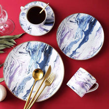 Load image into Gallery viewer, European Marbled Gilt Ceramic Plate