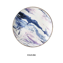 Load image into Gallery viewer, European Marbled Gilt Ceramic Plate