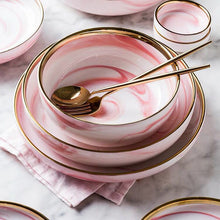 Load image into Gallery viewer, Marble Porcelain Dinnerware, Matte Pink