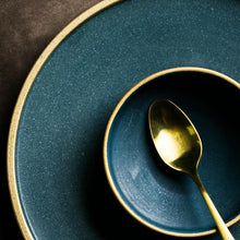 Load image into Gallery viewer, Ceramic Gold Inlay Plates Steak Food Dish Nordic Style Retro Tableware Bowl Ins Dinner Plate Cup High End Dinnerware Set