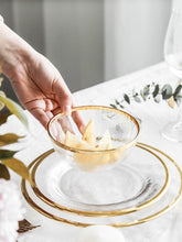 Load image into Gallery viewer, Irregular Gold Inlay Edge Glass Serving Bowls and Plates