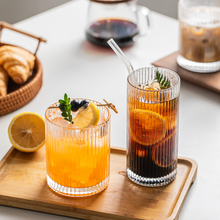 Load image into Gallery viewer, Classic Ribbed Drinking Glass Cups 370ml &amp; 410ml | Set of 8 | Includes 4PCS Straws
