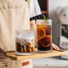 Load image into Gallery viewer, Classic Ribbed Drinking Glass Cups 370ml &amp; 410ml | Set of 8 | Includes 4PCS Straws
