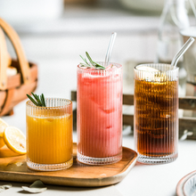Load image into Gallery viewer, Classic Ribbed Drinking Glass Cups 280ml |Set of 4 | Includes Straws and Coasters

