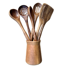 Load image into Gallery viewer, INSETLAN Solid Wood Frying Shovel Kitchen Non-Stick Pan Drain Shovel Wooden Kitchen Utensils High Temperature Resistant Cooking Shovel Salad Spoon Wooden Kitchen Utensils Set
