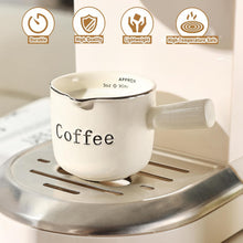 Load image into Gallery viewer, INSETLAN Espresso Cups, 2 Pack Espresso Coffee Ceramic Measuring Cup, 90ML Espresso Cups with Handle, Espresso Shot Coffee Cup with V-Shaped Mouth, Pitcher for Coffee Espresso Making Frothing
