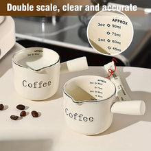 Load image into Gallery viewer, INSETLAN Espresso Cups, 2 Pack Espresso Coffee Ceramic Measuring Cup, 90ML Espresso Cups with Handle, Espresso Shot Coffee Cup with V-Shaped Mouth, Pitcher for Coffee Espresso Making Frothing
