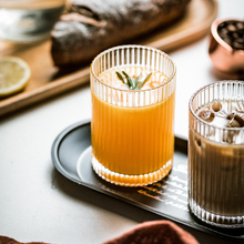 Load image into Gallery viewer, Classic Ribbed Drinking Glass Cups 280ml |Set of 4 | Includes Straws and Coasters
