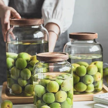Load image into Gallery viewer, Glass Kitchen Container with Acacia Wood Air-tight Lid
