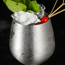 Load image into Gallery viewer, Stemmed Stainless Steel Wine Glasses, Elegant Silver Tone Drinkware for Cocktails
