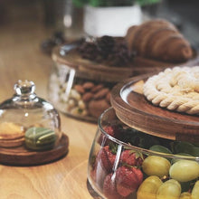 Load image into Gallery viewer, Transparent Glass Storage Canister Holder with Wood Lid
