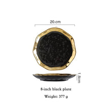Load image into Gallery viewer, Ceramic Dinner Plates, Nordic Style Marble Gold Inlay Dinner Plates
