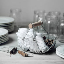 Load image into Gallery viewer, Oval Wire Basket with Wood Handles
