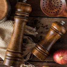 Load image into Gallery viewer, Wooden Salt and Pepper Mills Shakers with Cleaning Brush &amp; Wood Stand

