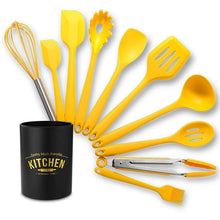Load image into Gallery viewer, Yellow Kitchen Utensil Set, Stainless Steel &amp; Silicone Heat Resistant Professional Cooking Tools  (BPA Free)
