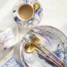 Load image into Gallery viewer, European Marbled Gilt Ceramic Plate
