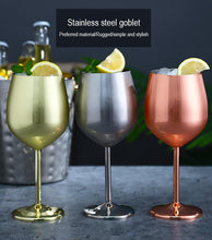 Load image into Gallery viewer, Stemmed Stainless Steel Wine Glasses, Elegant Silver Tone Drinkware for Cocktails
