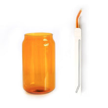 Load image into Gallery viewer, Can Shaped Colored Glass Cups With Straws
