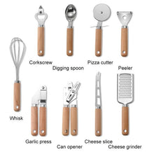 Load image into Gallery viewer, Kitchen Tool Wooden Handle Stainless Steel Set
