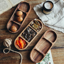 Load image into Gallery viewer, Rectangle 3-Compartment Wood Serving Tray
