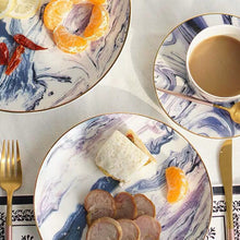 Load image into Gallery viewer, European Marbled Gilt Ceramic Plate
