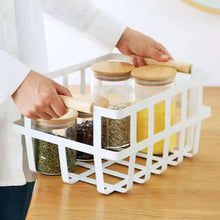 Load image into Gallery viewer, Wire White Baskets with Wood Handle
