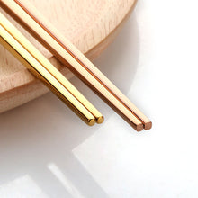 Load image into Gallery viewer, 5 Pairs Premium 304 Stainless Steel Chopsticks(White&amp;Gold)
