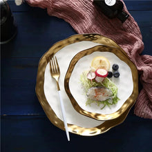 Load image into Gallery viewer, Ceramic Dinner Plates, Nordic Style Marble Gold Inlay Dinner Plates
