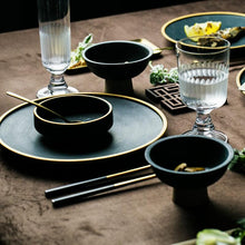 Load image into Gallery viewer, Ceramic Gold Inlay Plates Steak Food Dish Nordic Style Retro Tableware Bowl Ins Dinner Plate Cup High End Dinnerware Set
