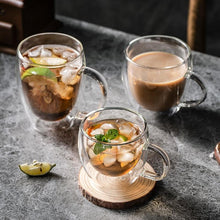 Load image into Gallery viewer, Transparent Glass Cup Milk Whiskey Tea Beer Double Creative Heat Resistant Espresso Coffee Cup Cocktail Vodka Wine Mug Drinkware
