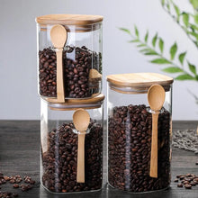 Load image into Gallery viewer, Clear Glass Containers for Pantry with Wooden Spoon
