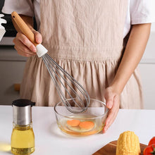 Load image into Gallery viewer, White/Black Silicone Cooking Utensils with Wooden Handles for Nonstick Cookware
