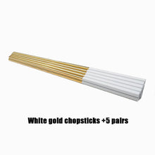 Load image into Gallery viewer, 5 Pairs Premium 304 Stainless Steel Chopsticks(White&amp;Gold)
