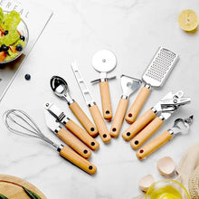 Load image into Gallery viewer, Kitchen Tool Wooden Handle Stainless Steel Set
