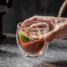 Load image into Gallery viewer, Transparent Glass Cup Milk Whiskey Tea Beer Double Creative Heat Resistant Espresso Coffee Cup Cocktail Vodka Wine Mug Drinkware
