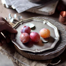 Load image into Gallery viewer, Metal Cake Stand, Rustic Farmhouse Fruit Plate Buffet Stand
