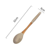 Load image into Gallery viewer, Gray Silicone Cooking Utensils with Wooden Handles (BPA Free)
