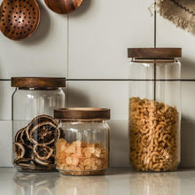 Load image into Gallery viewer, Glass Storage Containers, Airtight Glass Jars with Bamboo Lids
