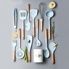 Load image into Gallery viewer, New Tiffany Blue &amp; White Silicone Cooking Utensils (BPA Free)
