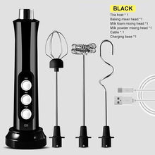 Load image into Gallery viewer, Rechargeable Milk Frother Handheld With 3 Stainless Whisk and Charging Base
