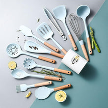 Load image into Gallery viewer, New Tiffany Blue &amp; White Silicone Cooking Utensils (BPA Free)
