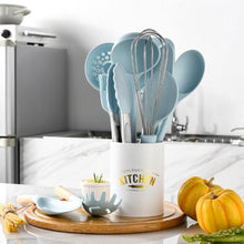 Load image into Gallery viewer, New Tiffany Blue &amp; White Silicone Cooking Utensils (BPA Free)
