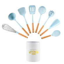 Load image into Gallery viewer, New Tiffany Blue &amp; White Silicone Cooking Utensils (BPA Free)
