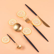 Load image into Gallery viewer, Black Gold Cutlery Set
