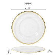 Load image into Gallery viewer, Irregular Gold Inlay Edge Glass Serving Bowls and Plates
