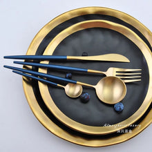 Load image into Gallery viewer, Blue Gold Tableware Cutlery Set
